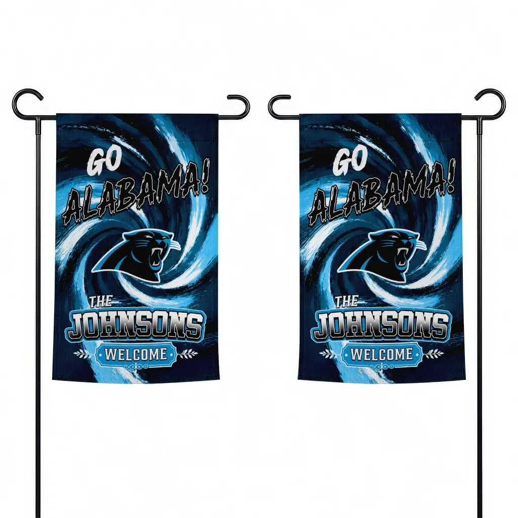 Carolina Panthers Garden Flag Customized Swirl Vortex Blue Fashion Forward Carolina Panthers Garden Flag Customized Swirl Vortex Blue Fashion Forward