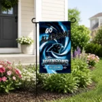 Carolina Panthers Garden Flag Customized Swirl Vortex Blue Best Selling