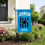 Carolina Panthers Garden Flag Personalized Distressed Stripes Blue Best Selling
