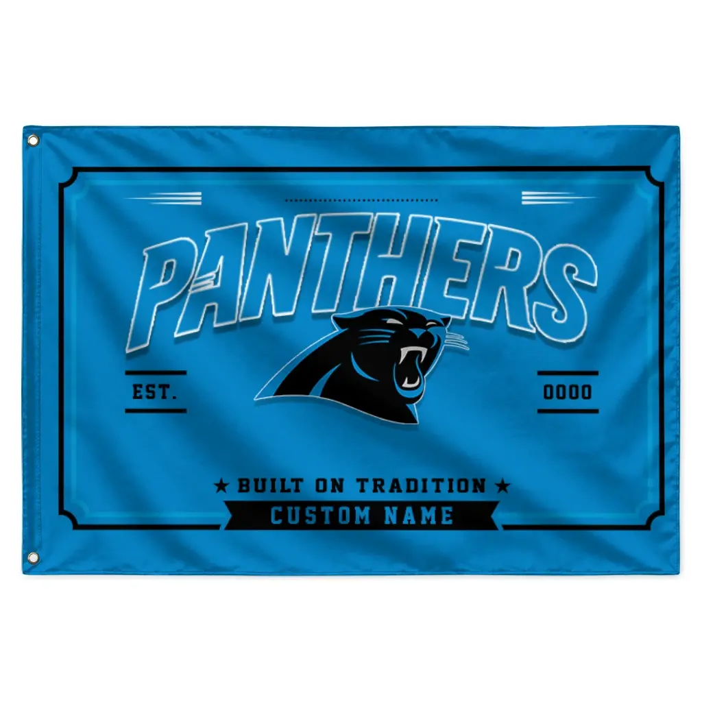 Carolina Panthers House Flag Custom Ornate Border Blue Best Selling Carolina Panthers House Flag Custom Ornate Border Blue Best Selling