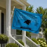 Carolina Panthers House Flag Custom Ornate Border Blue Best Selling