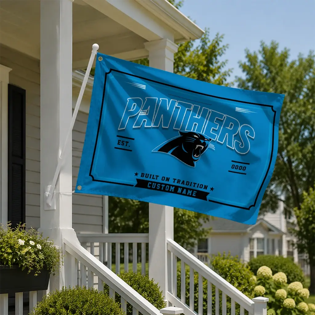 Carolina Panthers House Flag Custom Ornate Border Blue New Arrival Carolina Panthers House Flag Custom Ornate Border Blue New Arrival