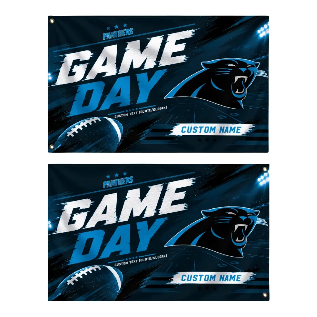 Carolina Panthers House Flag Customized Action Streaks Blue Fashion Forward Carolina Panthers House Flag Customized Action Streaks Blue Fashion Forward