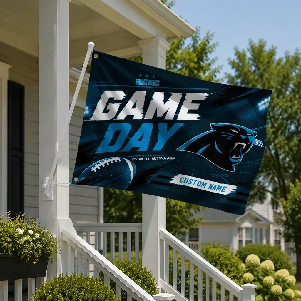 Carolina Panthers House Flag Customized Action Streaks Blue New Arrival Carolina Panthers House Flag Customized Action Streaks Blue New Arrival