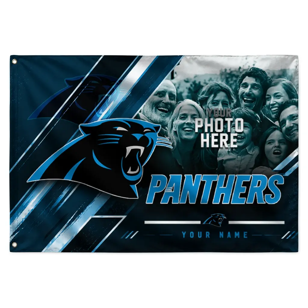 Carolina Panthers House Flag Customized Diagonal Stripes Blue Best Selling Carolina Panthers House Flag Customized Diagonal Stripes Blue Best Selling