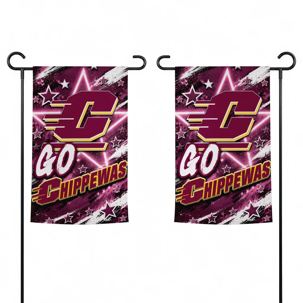 Central Michigan Chippewas Garden Flag Custom Glowing Star Maroon Fashion Forward Central Michigan Chippewas Garden Flag Custom Glowing Star Maroon Fashion Forward
