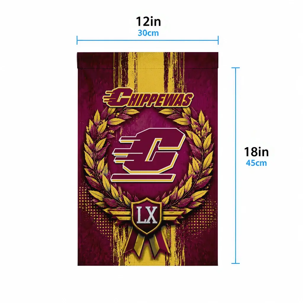 Central Michigan Chippewas Garden Flag Customized Laurel Wreath Maroon High Quality Central Michigan Chippewas Garden Flag Customized Laurel Wreath Maroon High Quality