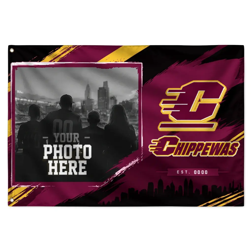 Central Michigan Chippewas House Flag Customized Framed Photo Maroon Black Best Selling Central Michigan Chippewas House Flag Customized Framed Photo Maroon Black Best Selling