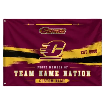Central Michigan Chippewas House Flag Personalized Brushed Streaks Maroon Best Selling