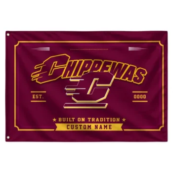 Central Michigan Chippewas House Flag Personalized Ornate Border Maroon Best Selling