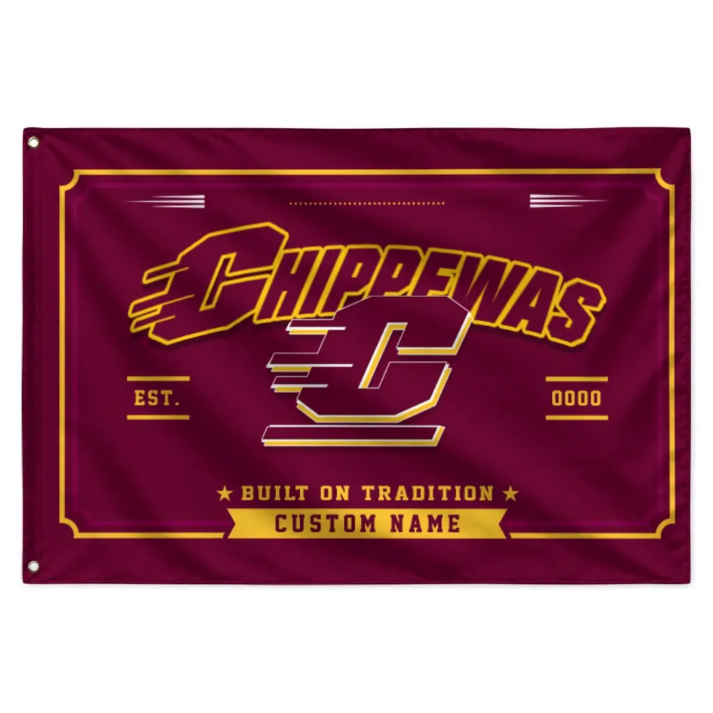 Central Michigan Chippewas House Flag Personalized Ornate Border Maroon Best Selling Central Michigan Chippewas House Flag Personalized Ornate Border Maroon Best Selling