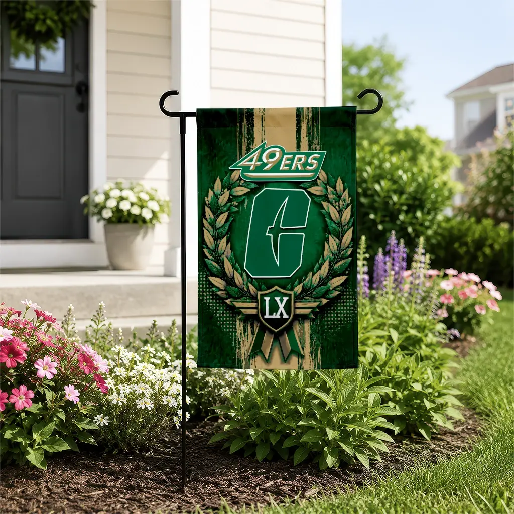 Charlotte 49ers Garden Flag Customized Laurel Wreath Green New Arrival Charlotte 49ers Garden Flag Customized Laurel Wreath Green New Arrival