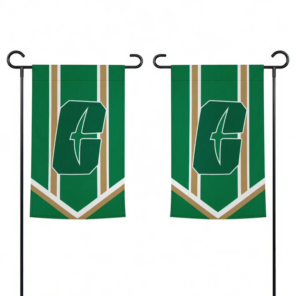 Charlotte 49ers Garden Flag Personalized Chevron Stripes Green Fashion Forward Charlotte 49ers Garden Flag Personalized Chevron Stripes Green Fashion Forward