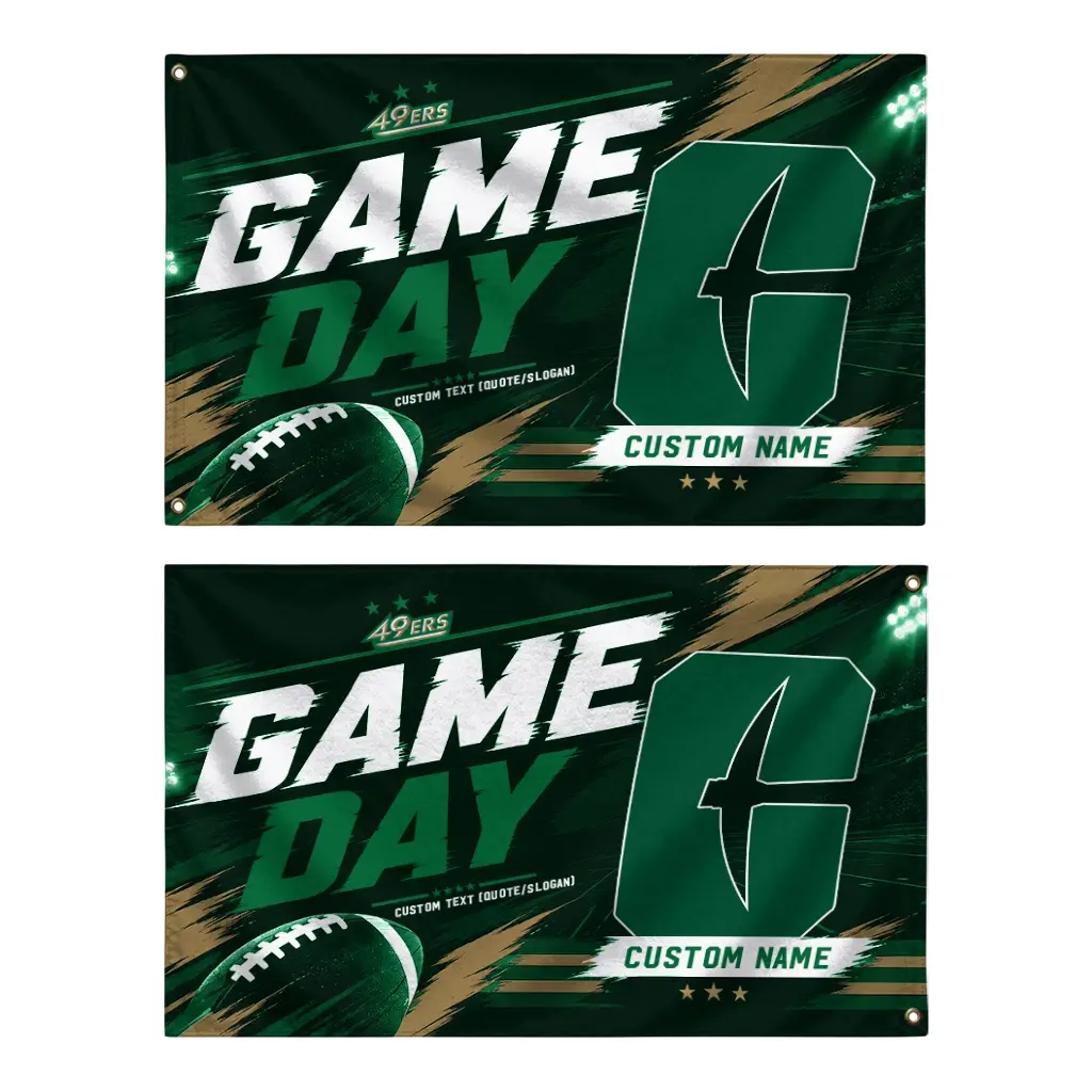 Charlotte 49ers House Flag Custom Action Streaks Green Fashion Forward Charlotte 49ers House Flag Custom Action Streaks Green Fashion Forward