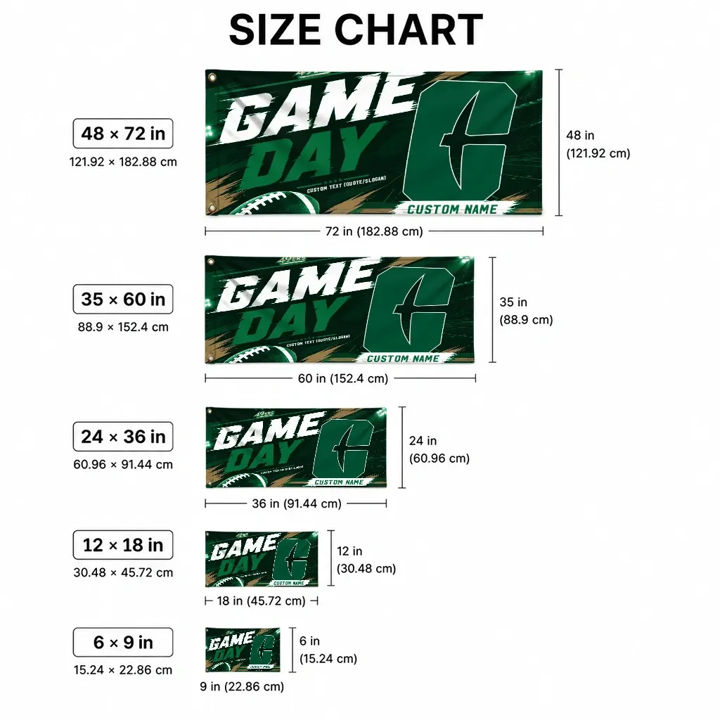 Charlotte 49ers House Flag Custom Action Streaks Green High Quality Charlotte 49ers House Flag Custom Action Streaks Green High Quality