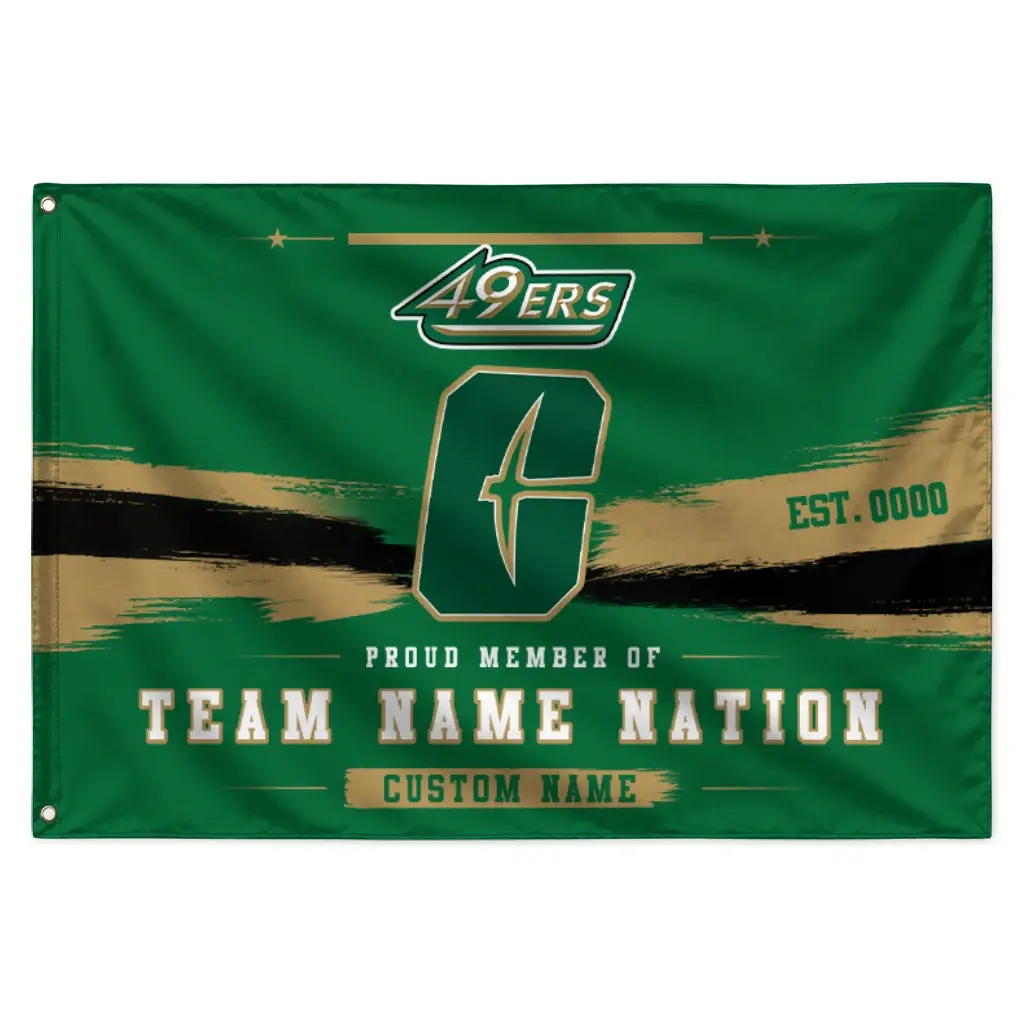 Charlotte 49ers House Flag Personalized Brushed Streaks Green Best Selling Charlotte 49ers House Flag Personalized Brushed Streaks Green Best Selling