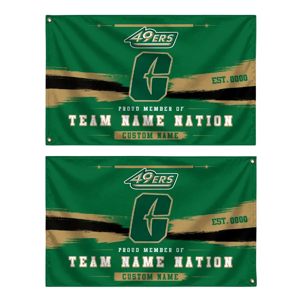 Charlotte 49ers House Flag Personalized Brushed Streaks Green Fashion Forward Charlotte 49ers House Flag Personalized Brushed Streaks Green Fashion Forward