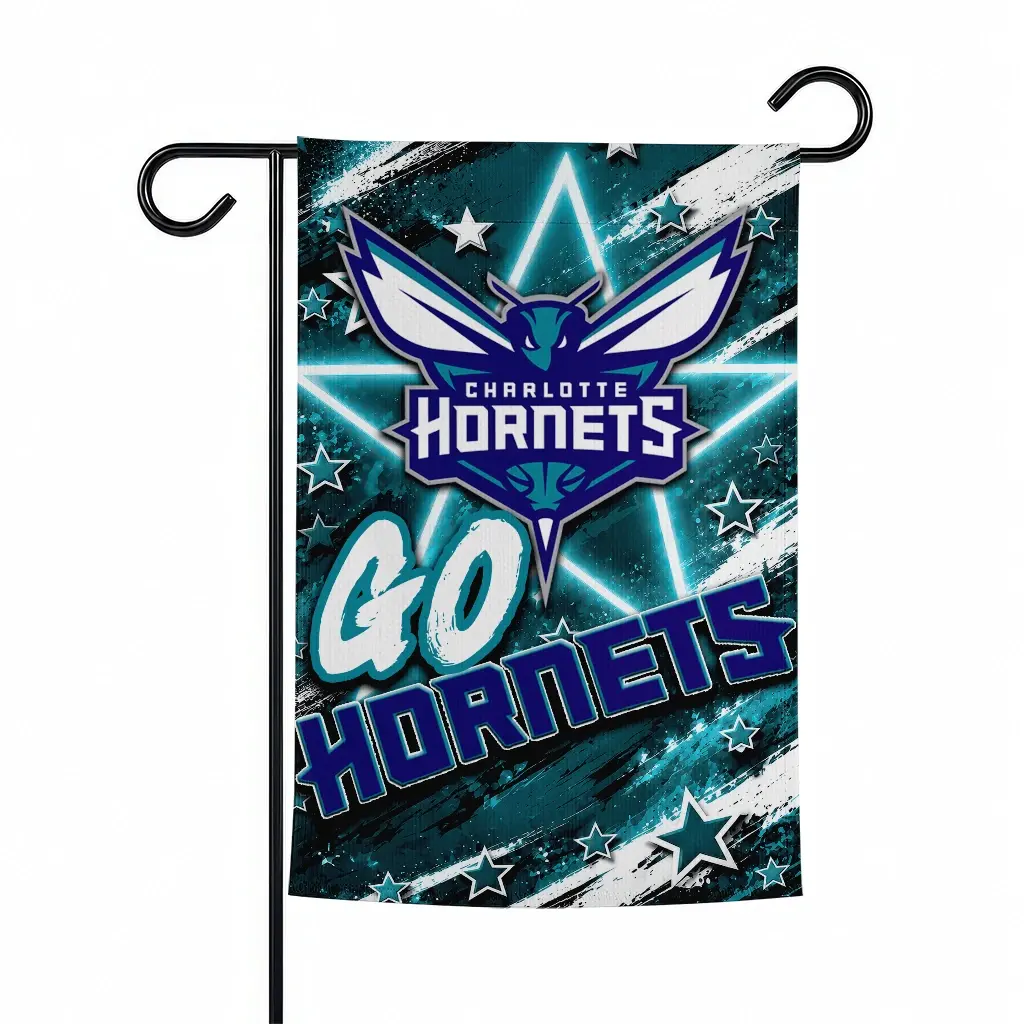 Charlotte Hornets Garden Flag Personalized Glowing Star Teal Best Selling Charlotte Hornets Garden Flag Personalized Glowing Star Teal Best Selling