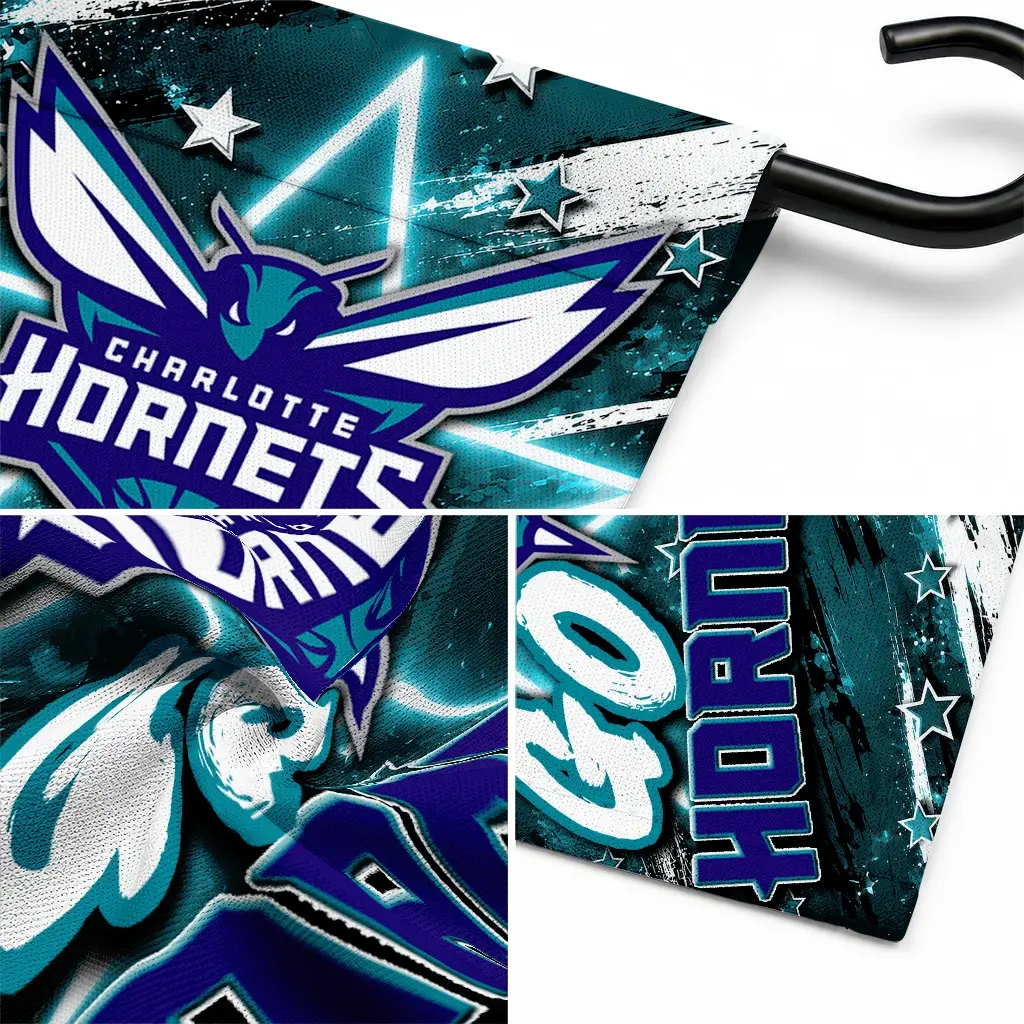 Charlotte Hornets Garden Flag Personalized Glowing Star Teal Latest Model Charlotte Hornets Garden Flag Personalized Glowing Star Teal Latest Model
