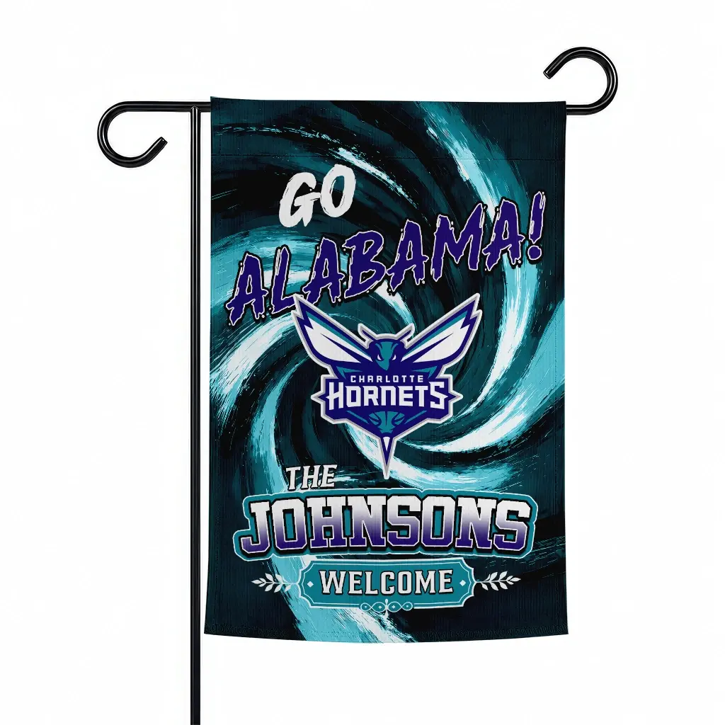 Charlotte Hornets Garden Flag Personalized Swirl Vortex Teal Best Selling Charlotte Hornets Garden Flag Personalized Swirl Vortex Teal Best Selling