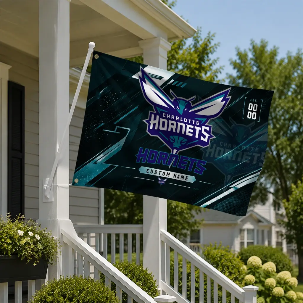 Charlotte Hornets House Flag Custom Speed Slashes Teal New Arrival Charlotte Hornets House Flag Custom Speed Slashes Teal New Arrival