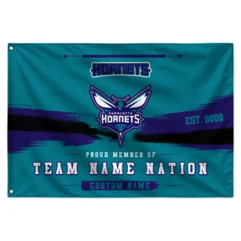 Charlotte Hornets House Flag Customized Brushed Streaks Teal Best Selling