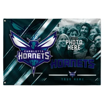 Charlotte Hornets House Flag Personalized Diagonal Stripes Teal Best Selling