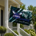 Charlotte Hornets House Flag Personalized Diagonal Stripes Teal Best Selling