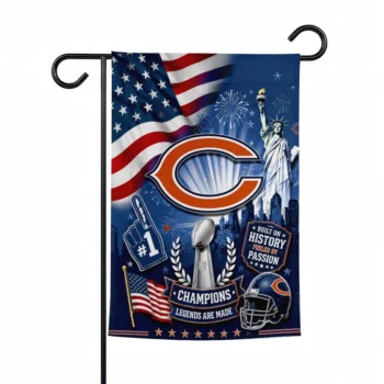 Chicago Bears Garden Flag - Customized Icon Collage Blue
