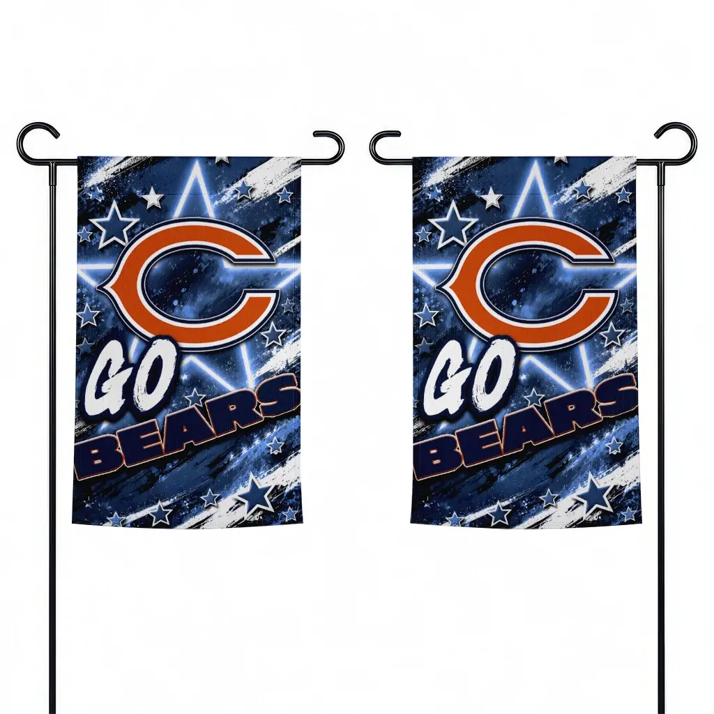 Chicago Bears Garden Flag Personalized Glowing Star Blue Fashion Forward Chicago Bears Garden Flag Personalized Glowing Star Blue Fashion Forward