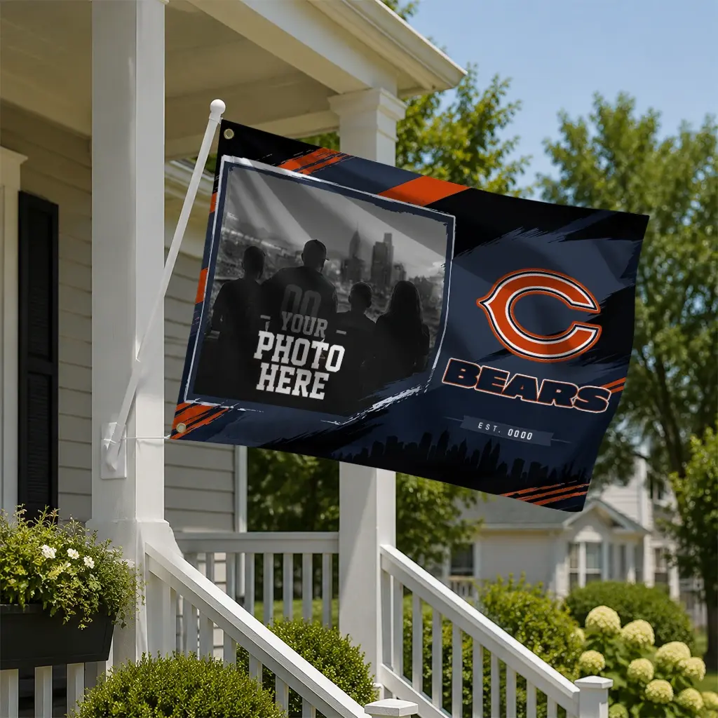 Chicago Bears House Flag Custom Framed Photo Blue Black New Arrival Chicago Bears House Flag Custom Framed Photo Blue Black New Arrival