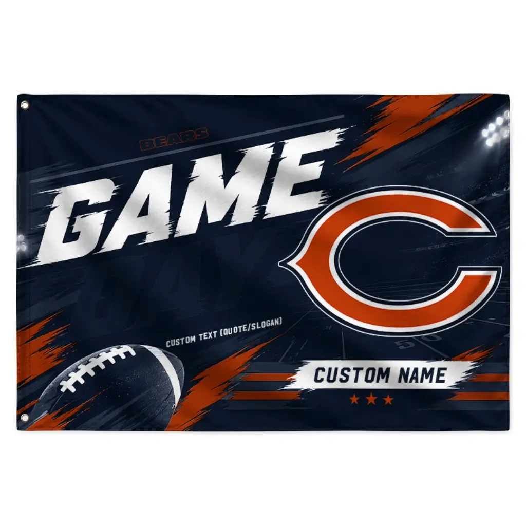 Chicago Bears House Flag Personalized Action Streaks Blue Best Selling Chicago Bears House Flag Personalized Action Streaks Blue Best Selling