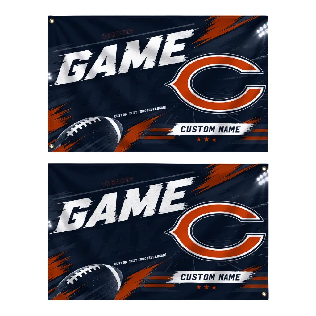 Chicago Bears House Flag Personalized Action Streaks Blue Fashion Forward Chicago Bears House Flag Personalized Action Streaks Blue Fashion Forward