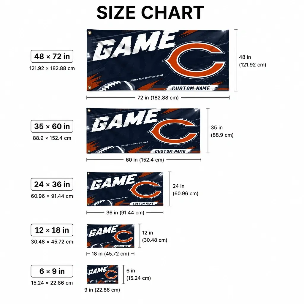 Chicago Bears House Flag Personalized Action Streaks Blue High Quality Chicago Bears House Flag Personalized Action Streaks Blue High Quality