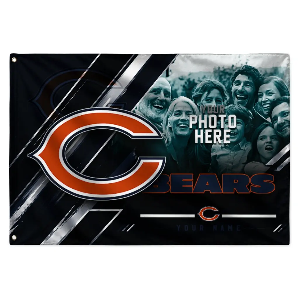 Chicago Bears House Flag Personalized Diagonal Stripes Blue Best Selling Chicago Bears House Flag Personalized Diagonal Stripes Blue Best Selling