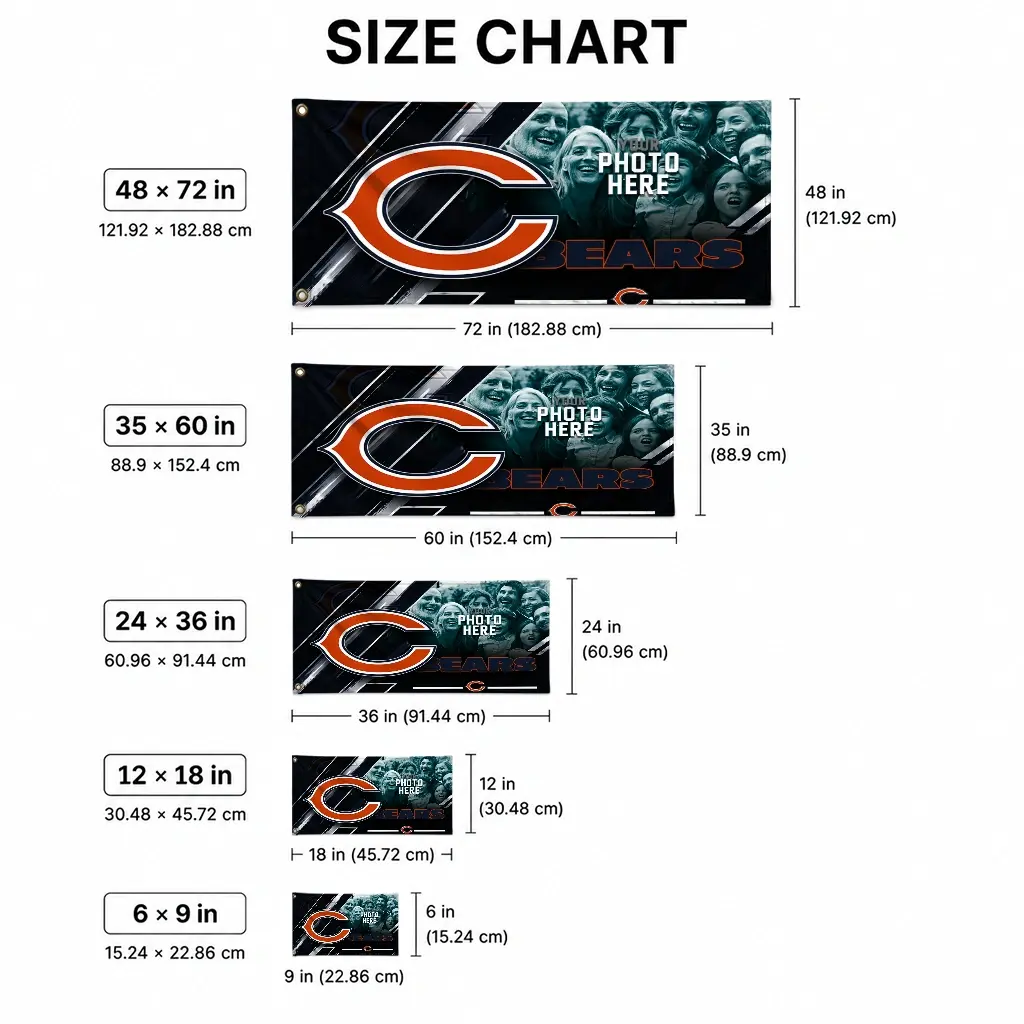 Chicago Bears House Flag Personalized Diagonal Stripes Blue High Quality Chicago Bears House Flag Personalized Diagonal Stripes Blue High Quality