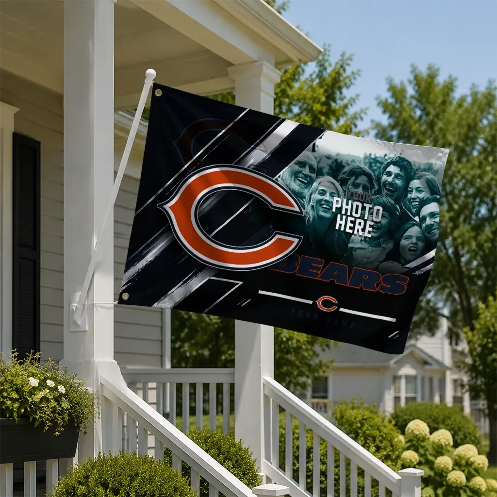 Chicago Bears House Flag Personalized Diagonal Stripes Blue New Arrival Chicago Bears House Flag Personalized Diagonal Stripes Blue New Arrival