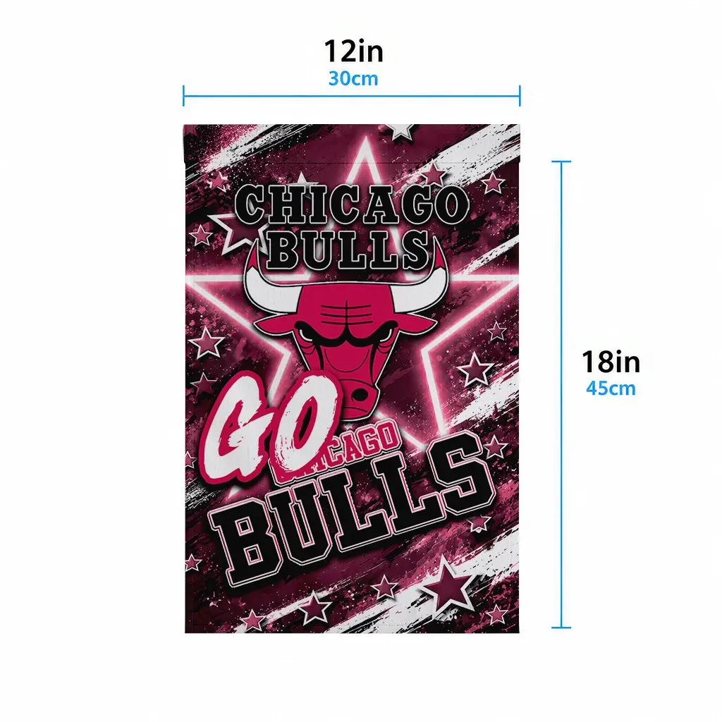 Chicago Bulls Garden Flag Custom Glowing Star Red High Quality Chicago Bulls Garden Flag Custom Glowing Star Red High Quality