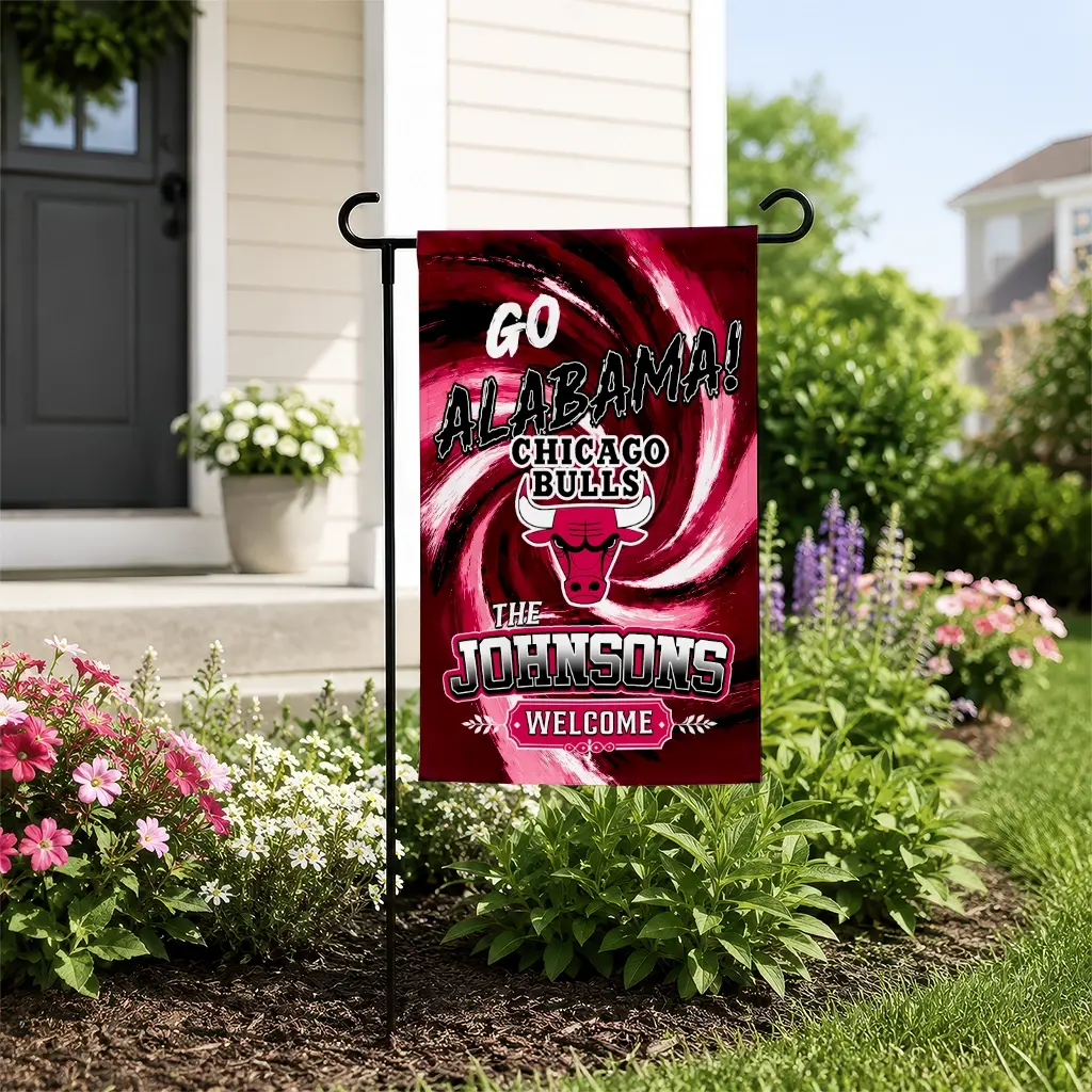 Chicago Bulls Garden Flag Custom Swirl Vortex Red New Arrival Chicago Bulls Garden Flag Custom Swirl Vortex Red New Arrival