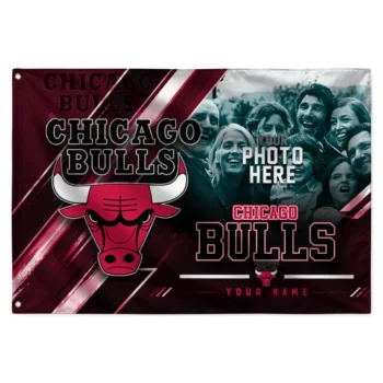 Chicago Bulls House Flag Custom Diagonal Stripes Red Best Selling