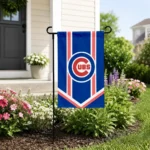 Chicago Cubs Garden Flag Custom Chevron Stripes Blue Best Selling