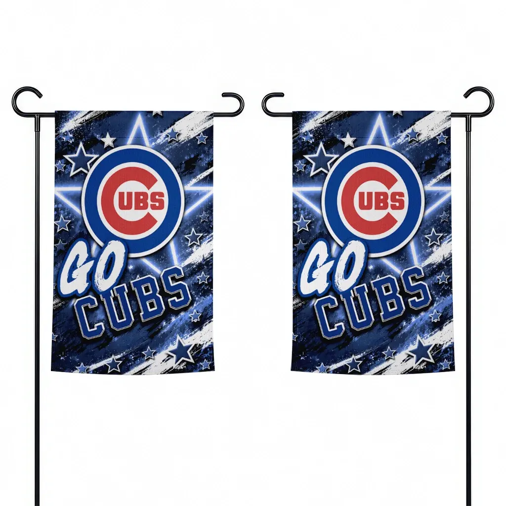 Chicago Cubs Garden Flag Customized Glowing Star Blue Fashion Forward Chicago Cubs Garden Flag Customized Glowing Star Blue Fashion Forward