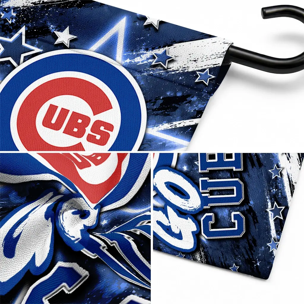 Chicago Cubs Garden Flag Customized Glowing Star Blue Latest Model Chicago Cubs Garden Flag Customized Glowing Star Blue Latest Model