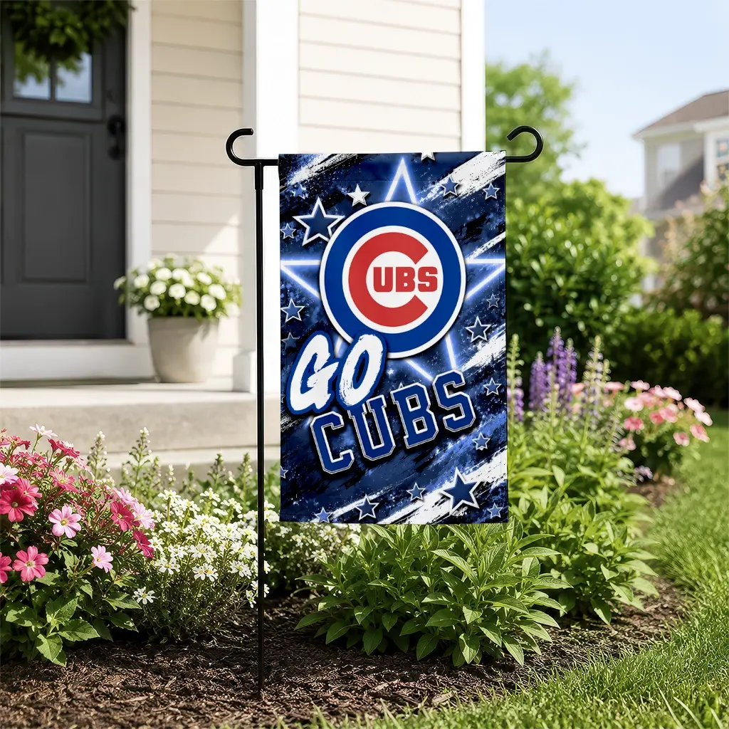 Chicago Cubs Garden Flag Customized Glowing Star Blue New Arrival Chicago Cubs Garden Flag Customized Glowing Star Blue New Arrival