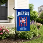 Chicago Cubs Garden Flag Personalized Distressed Stripes Blue Best Selling