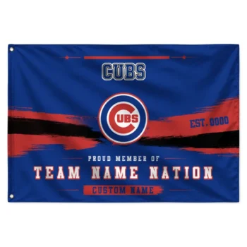 Chicago Cubs House Flag Custom Brushed Streaks Blue Best Selling