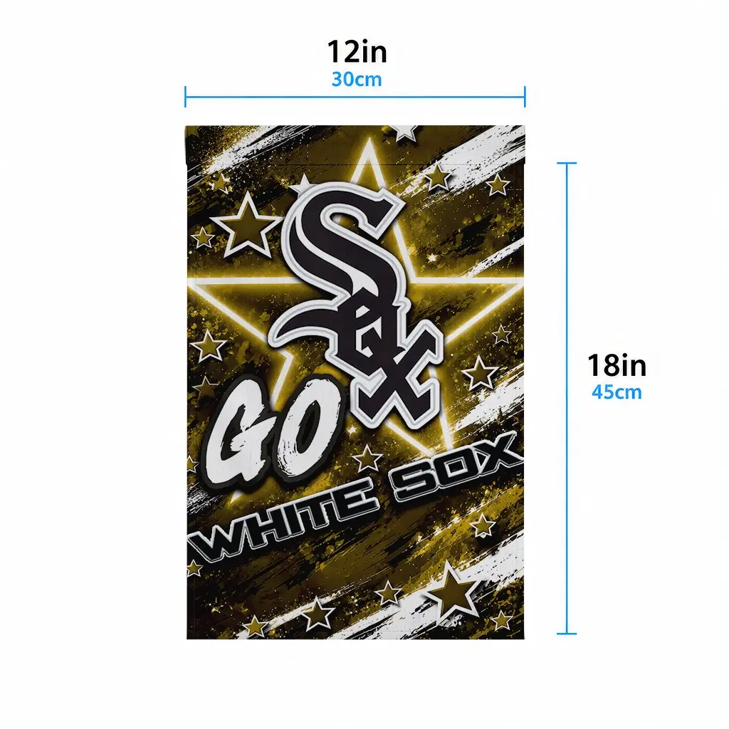 Chicago White Sox Garden Flag Personalized Glowing Star Black High Quality Chicago White Sox Garden Flag Personalized Glowing Star Black High Quality