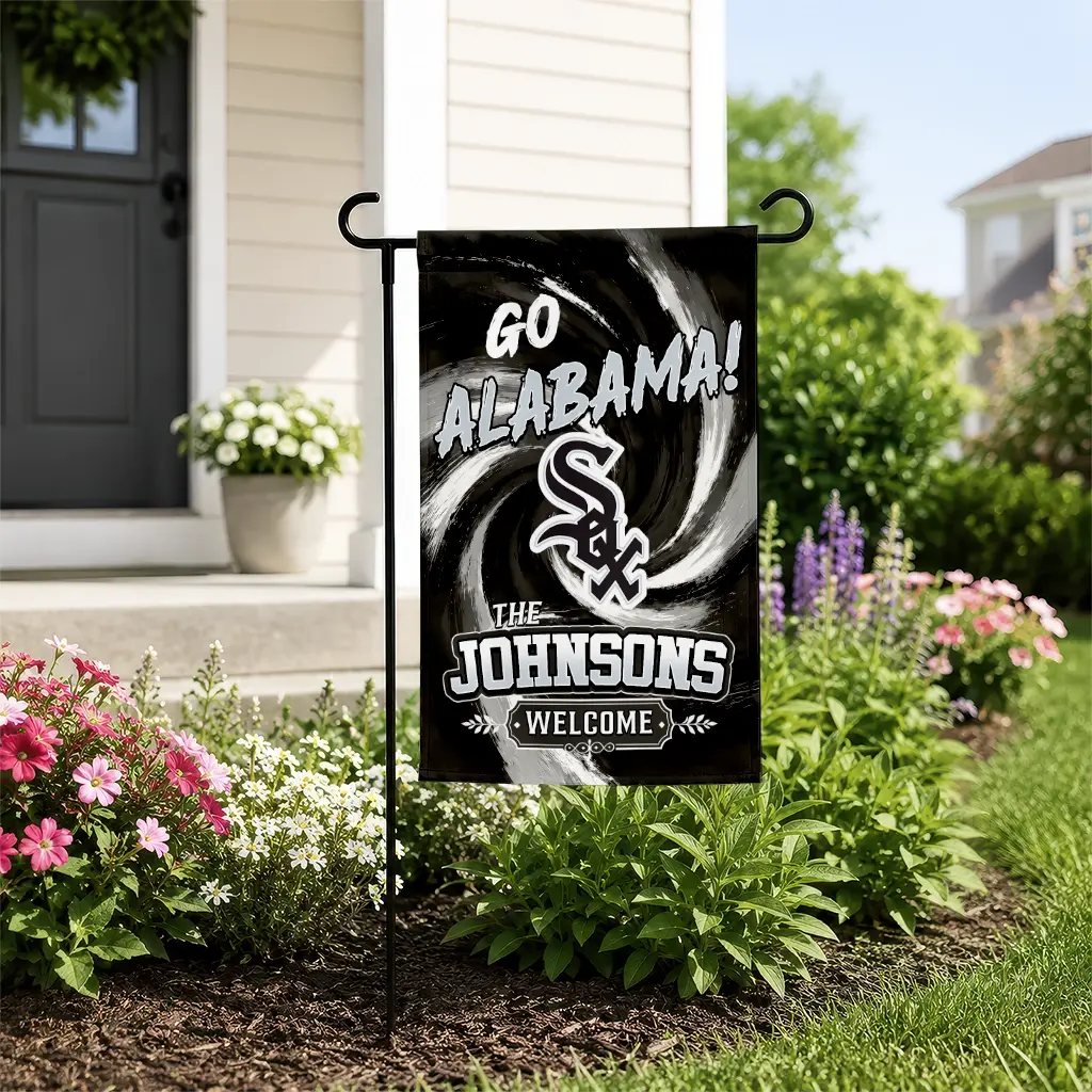 Chicago White Sox Garden Flag Personalized Swirl Vortex Black New Arrival Chicago White Sox Garden Flag Personalized Swirl Vortex Black New Arrival