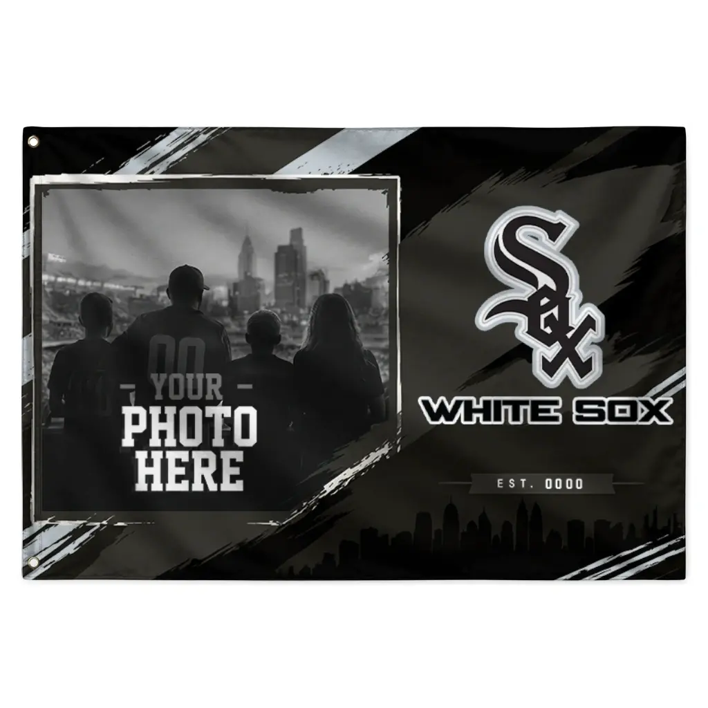 Chicago White Sox House Flag Custom Framed Photo Black Best Selling Chicago White Sox House Flag Custom Framed Photo Black Best Selling