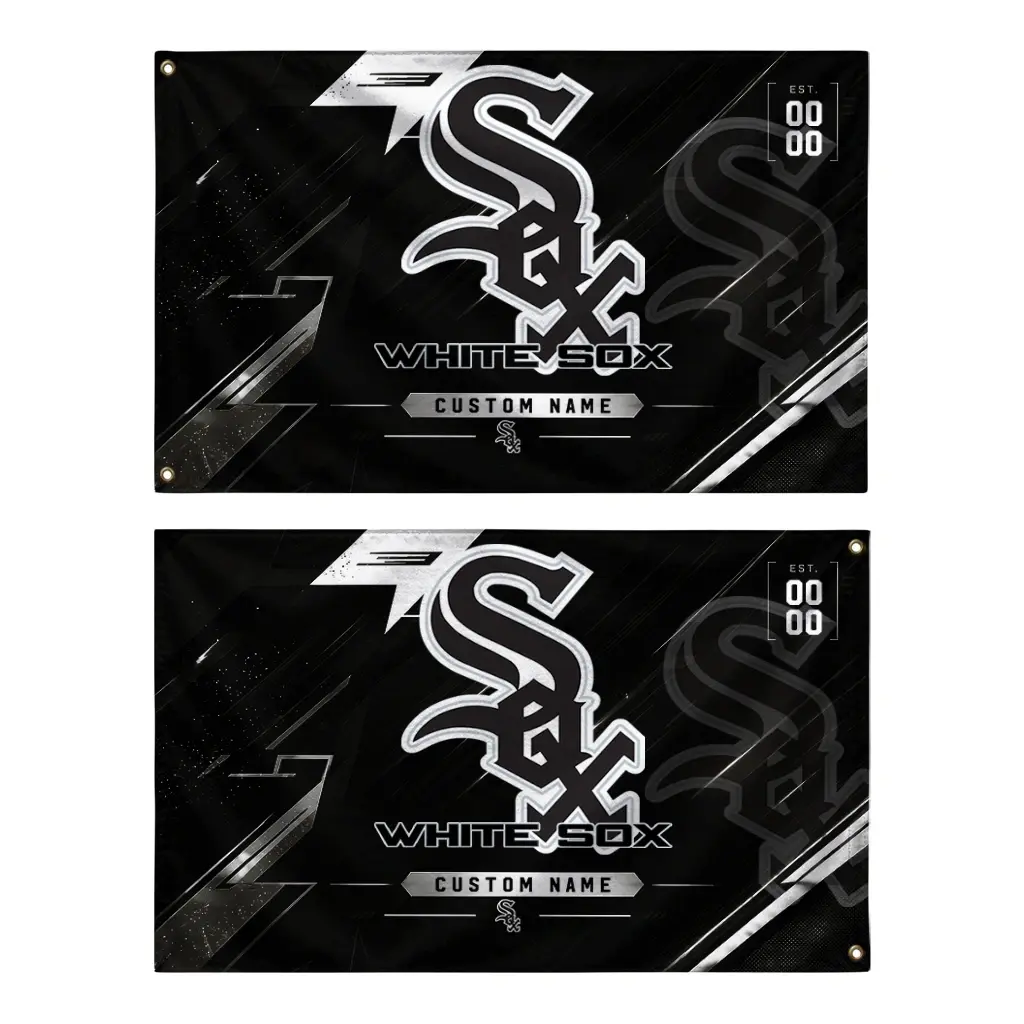 Chicago White Sox House Flag Custom Speed Slashes Black Fashion Forward Chicago White Sox House Flag Custom Speed Slashes Black Fashion Forward